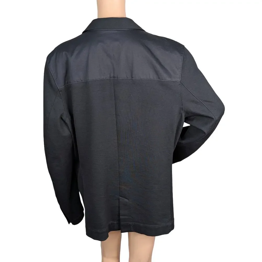 Gap Men L Ponte Stretch Knit Blazer Jacket NWOT Black 2 Button Zip Cuffs Casual